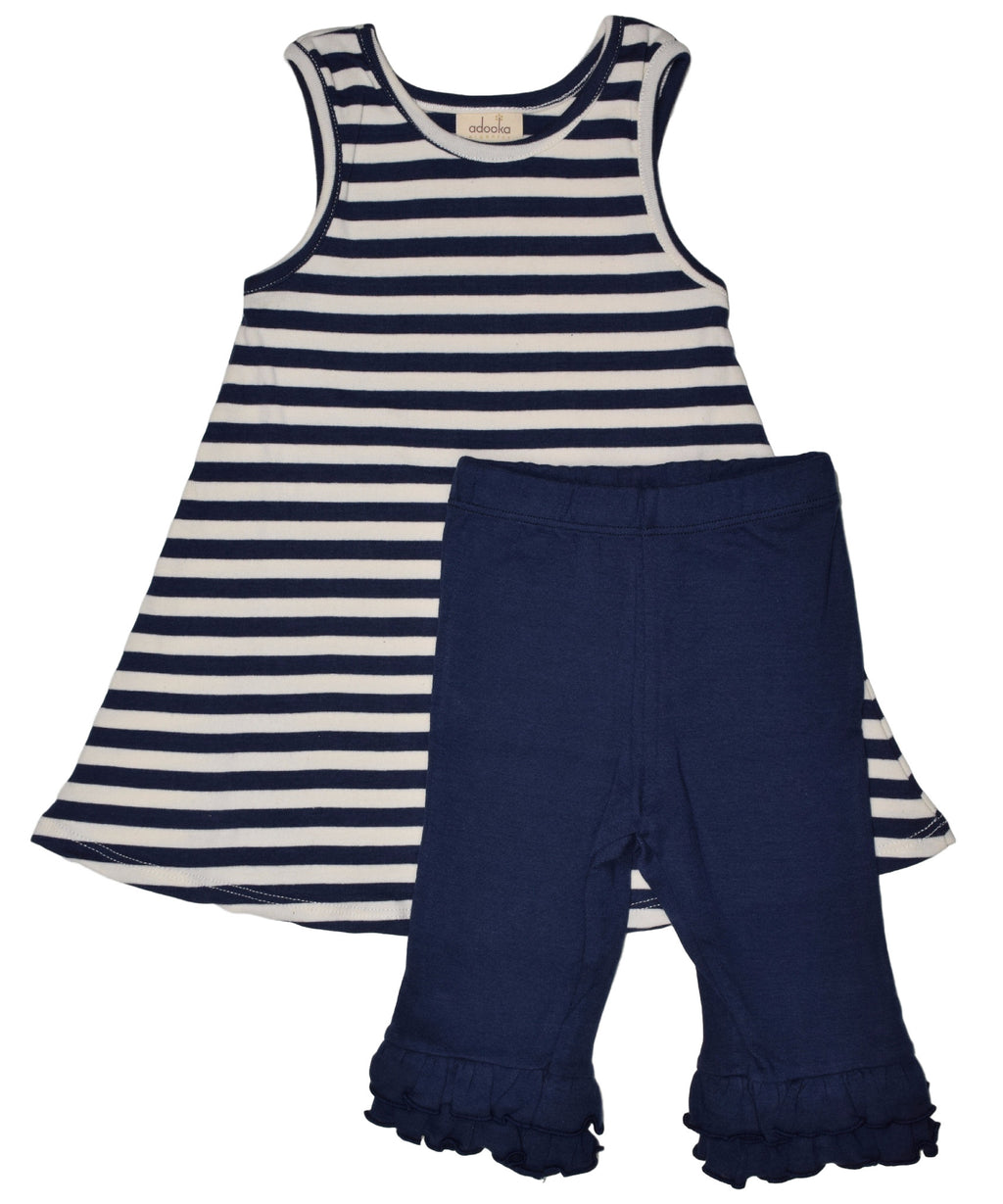 Joyful stripe tunic+capri set