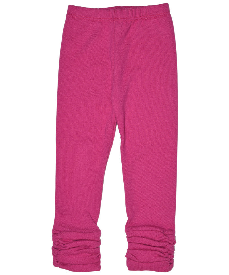 Girls pink organic gathered legging pant | made in USA by Adooka Organics